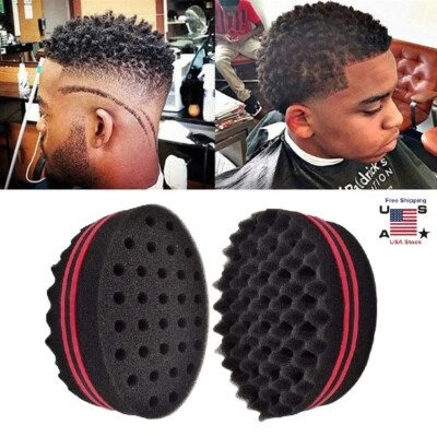 2× Wave Barber Hair Brush Sponge Tool Dreads Afro Locs Twist Curls Coil Braids - Image 1 of 4