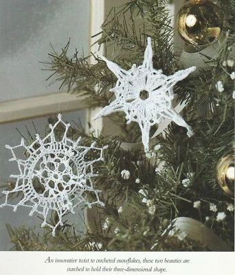 Christmas Snowflake Ornaments - 2 Designs -Size 10 cotton - Crochet Pattern ONLY - Image 1 of 2