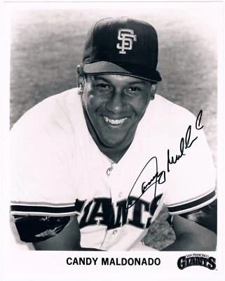 Candy Maldonado BW 8X10 Foto Autografiada Firmada a Mano Automática Gigantes de San Francisco Foto 1 de 2
