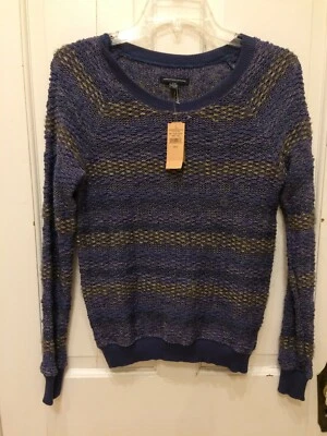 Nuevo con etiquetas Suéter Pullover American Eagle Rayas Metálicas Para Mujer Talla S Azul Plata Foto 1 de 4