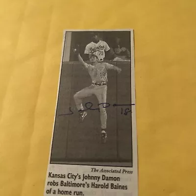 Johnny Damon Kansas City Royals Autographed Photo From Newspaper  - Image 1 of 4