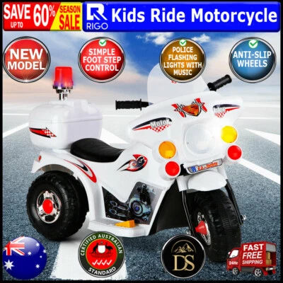 Rigo Kids Ride On White Motorcycle Motorbike Police Patrol Bike Battery Kids Toy - image 1 of 4