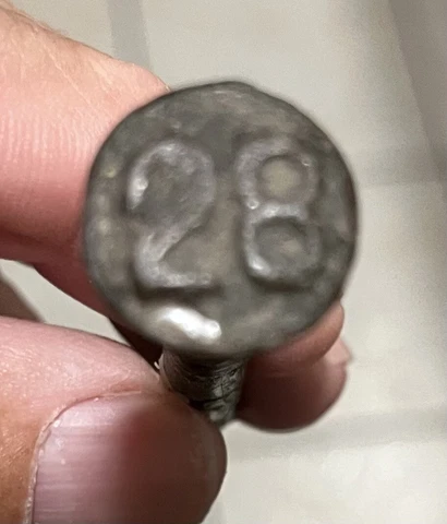 Antique Nail Marked 28 On Head Cover