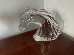 Daum France Signed Crystal Glass Stallion Horse Head “Tete De Cheval” 8 “ Mint - Picture 1 of 8