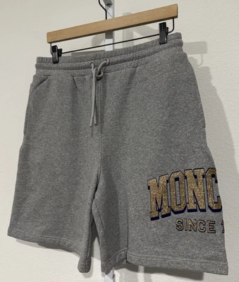 Moncler 男式灰色棉运动短裤 S 码金色印花口袋标志完好! — 第 1/4 张图片
