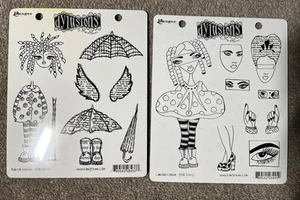Dylusions by Ranger Curious Corrin /Ruby Rainbow Cling Rubber Stamps Sets - Picture 1 of 2