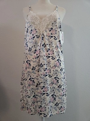 JESSICA SIMPSON Lace Trim T-Back Womens M Chemise Stretch Fabric  Nightgown  - Image 1 of 4