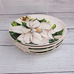 Pier 1 Imports Magnolia Ironstone Salad Plates Set Of 6 Approx 8.5" - Picture 1 of 22