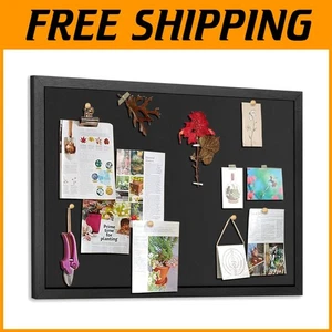 Large Cork Bulletin Board 23x18 - Black Pin Display - Picture 1 of 11