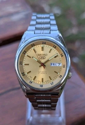 1990-е Редкие Автоматические Мужские Часы Seiko 5 Все Оригинальные 21 Драгоценность Свежеобслуженные - Изображение 1 из 4