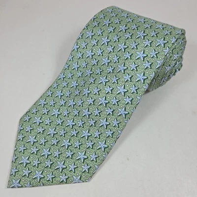 Галстук мужской Vineyard Vines шелковый галстук морская пена зеленый синий с принтом морская звезда 59 дюймов x 3,75 дюйма - Изображение 1 из 4