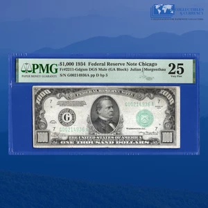 Fr.2211-G 1934 $1000 One Thousand Dollars FRN Chicago, PMG VF 25 #14936 - Picture 1 of 3