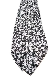 New Croft & Barrow Floral Slim Neck Tie Black White Classy Work Wedding Career - Picture 1 of 7
