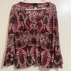 Vtg Diva-Licious Babydoll Mesh Sheer Fairy Top Sz 2X Y2K Boho Paisley Whimsigoth - Picture 1 of 8