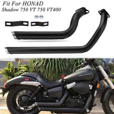 Shortshots Staggered Exhaust System Pipes Baffles Black For Honda Shadow VT750 Foto 1 de 4