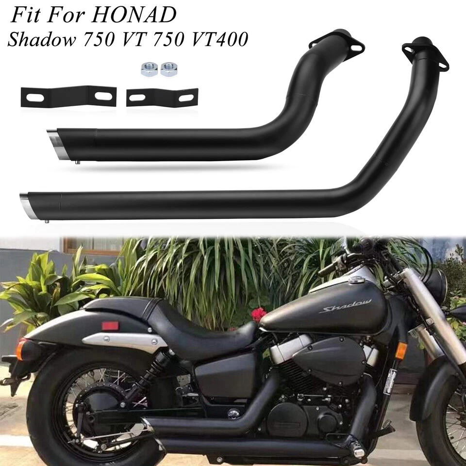 Shortshots Staggered Exhaust System Pipes Baffles Black For Honda Shadow VT750 Foto 1 de 4
