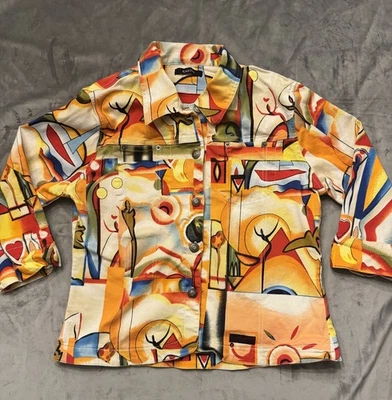 Chaqueta de Colección Kactus Estilo Picasso Para Mujer Manga Larga Abotonada Blazer Talla M Foto 1 de 4