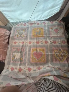 Cuddle Prints Fabric Fabri-Quilt Baby Cheater Quilt Hearts Love Sheep Lambs Vint - Picture 1 of 7