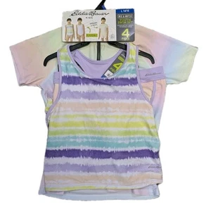 Eddie Bauer Girls Reversible 4 piece Swim Set Size L Purple Multi Mix Match Suit - Picture 1 of 9