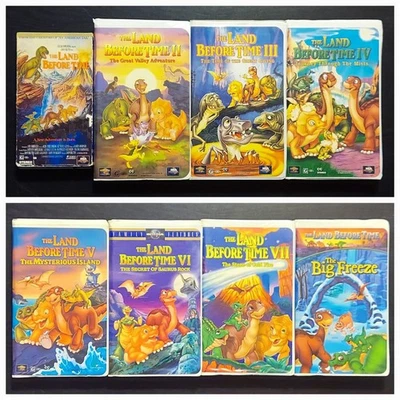 THE LAND BEFORE TIME 1-8 Collection (Universal) VHS Lot 9 Tapes (Clams + Slips) - Image 1 of 4