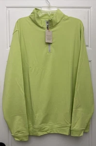 Peter Millar Crown Sport Perth Melange Performance Sprit Lime 1/4 Zip Pullover - Picture 1 of 7