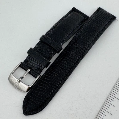 Original Michele Genuine Leather Watch Band Strap~ Black~ 18mm~ Silver Clasp - Image 1 of 4