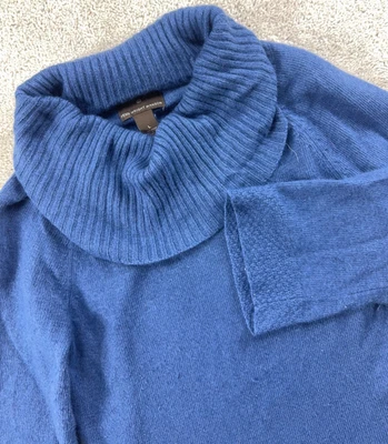 Fenn Wright Manson Sweater Women's L Blue Angora Wool Blend 3/4 Sleeve Cowl Neck - Image 1 of 4