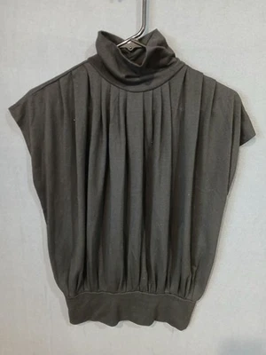 Necessary Objects Top Womens Small Black Vintage Turtleneck Pleated Stretch USA - Image 1 of 4