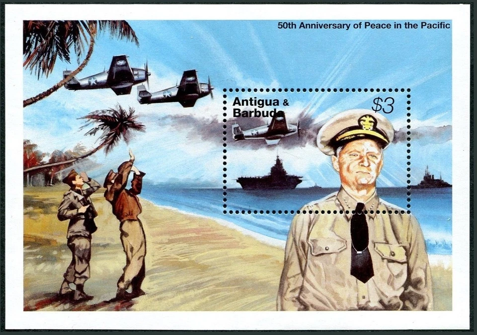 Antigua 1901, MNH. Michel Bl.315. WW II, 1995. Admiral Chester Nimitz, 1995. - Image 1 of 1