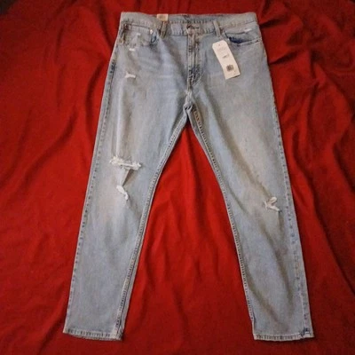 NWT NEW TAGS Levi's 512 Slim Taper Mens Light Blue Jeans 38 X 32 Holes - Image 1 of 4