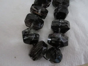 Faceted Black Rutilated Quartz  Nugget Beads 20mm x 15mm - Picture 1 of 1