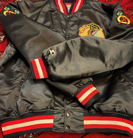 chicago blackhawks jacket black satin XL Cover