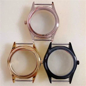 For ETA6497 ST3600 Movement 42.5MM PVD Rose Gold Black Transparent Watch Case - Picture 1 of 7