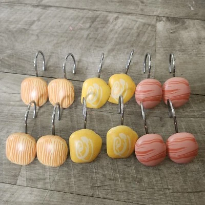Lote 12 Ganchos de Ducha Naranja Rosa Amarillo Brillante Bohemio Suroeste Foto 1 de 4