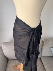 Gottex Black 100% Silk Wrap Around Beach Skirt/Cover Up Size M (Size 12) - BNWT - Picture 1 of 19
