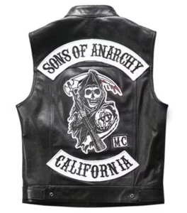 Chaleco Sons of Anarchy SOA, chaleco de cuero real Jax Teller Redwood - Imagen 1 de 3