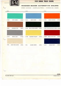1958 1959 1960 DODGE TRUCKS PICKUP 58 59 60 PAINT CHIPS 59 RINSHED MASON 4 - Picture 1 of 1