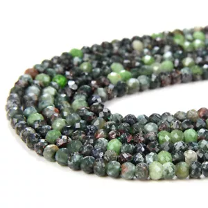Cuentas sueltas de rondelle micro facetadas de piedras preciosas de serafinita rusa de 3X2 mm (P35) - Imagen 1 de 3