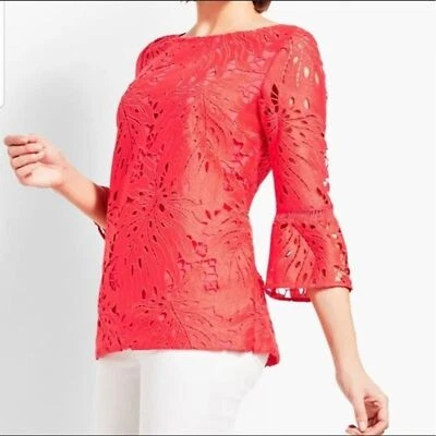 RSVP by Talbots coral encaje superpuesto blusa top PS Foto 1 de 4