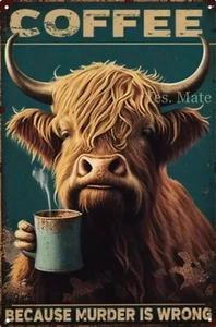 COFFEE Rustic Look Vintage Tin Metal Sign Man Cave, Shed-Garage & Bar CAFE AU - Picture 1 of 2