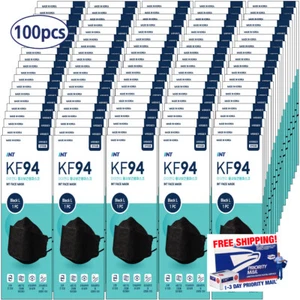 【 100 Pack 】 INT KF94 Black Face Mask, Made in Korea, 3D Ergonomic Design Mask - Picture 1 of 12