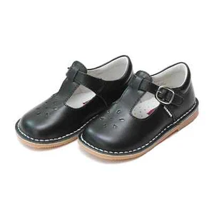 L'Amour Shoes Joy Black Leather T-Strap Mary Jane - Picture 1 of 3