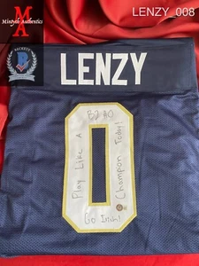 BRADEN LENZY NOTRE DAME FOOTBALL AUTOGRAPHED SIGNED CUSTOM JERSEY! BECKETT IRISH - Picture 1 of 1