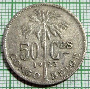 BELGIAN CONGO ALBERT I 1923 50 Centimes PALM TREE French text colonial km# 22 - Picture 1 of 6