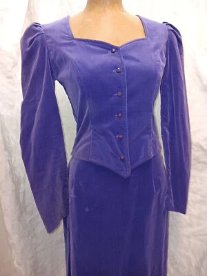 70a Purple Cotton Velvet Skirt Suit by Jane Schaffhausen Belle France S - Image 1 of 4