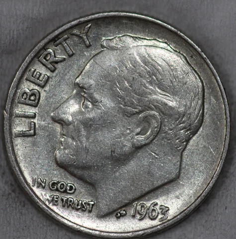* 1963-P Roosevelt Dime 90% Silver. You will receive the coin shown Cover