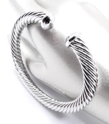 GORGEOUS Artisanal Unique Silver Twisting 12mm Wide Cable Cuff Bracelet UNISEX - Image 1 of 4
