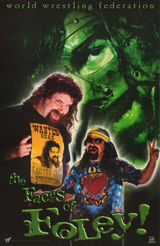 LOT OF 2 POSTERS: WWF WRESTLING: MICK FOLEY - FACES OF FOLEY    #3475    RP59 M Cover