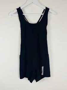 Black Milk Active Bodysuit Size 8 / US4 Black Logo Romper Dancewear Strappy Back - Picture 1 of 8