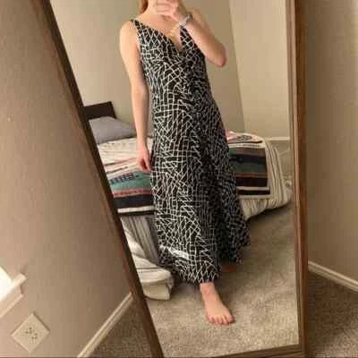 NWT Derek Lam geometric silk lace up maxi slip dress size 42 - Image 1 of 4